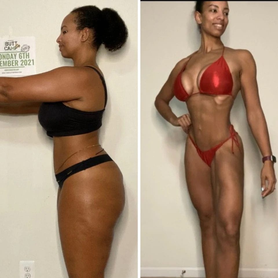 Woman posing before & after2